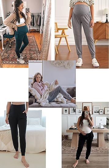 Maternity Pants over the Belly Lounge Sweatpants Stretchy Comfy Pregnancy Trousers with Pockets