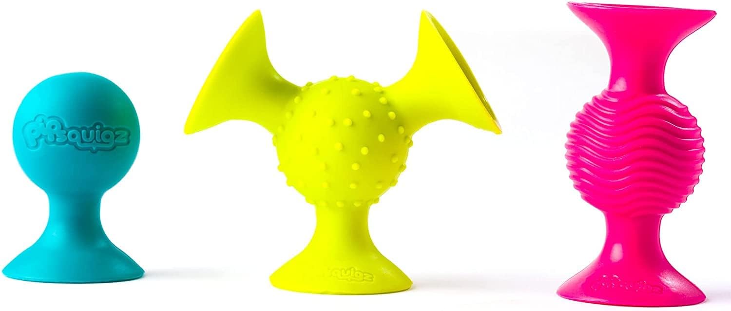 Fat Brain Toys - Pip Squigz - Stick'Em to Any Smooth Surface! - 3 Piece Set Ages 6 Months and Up