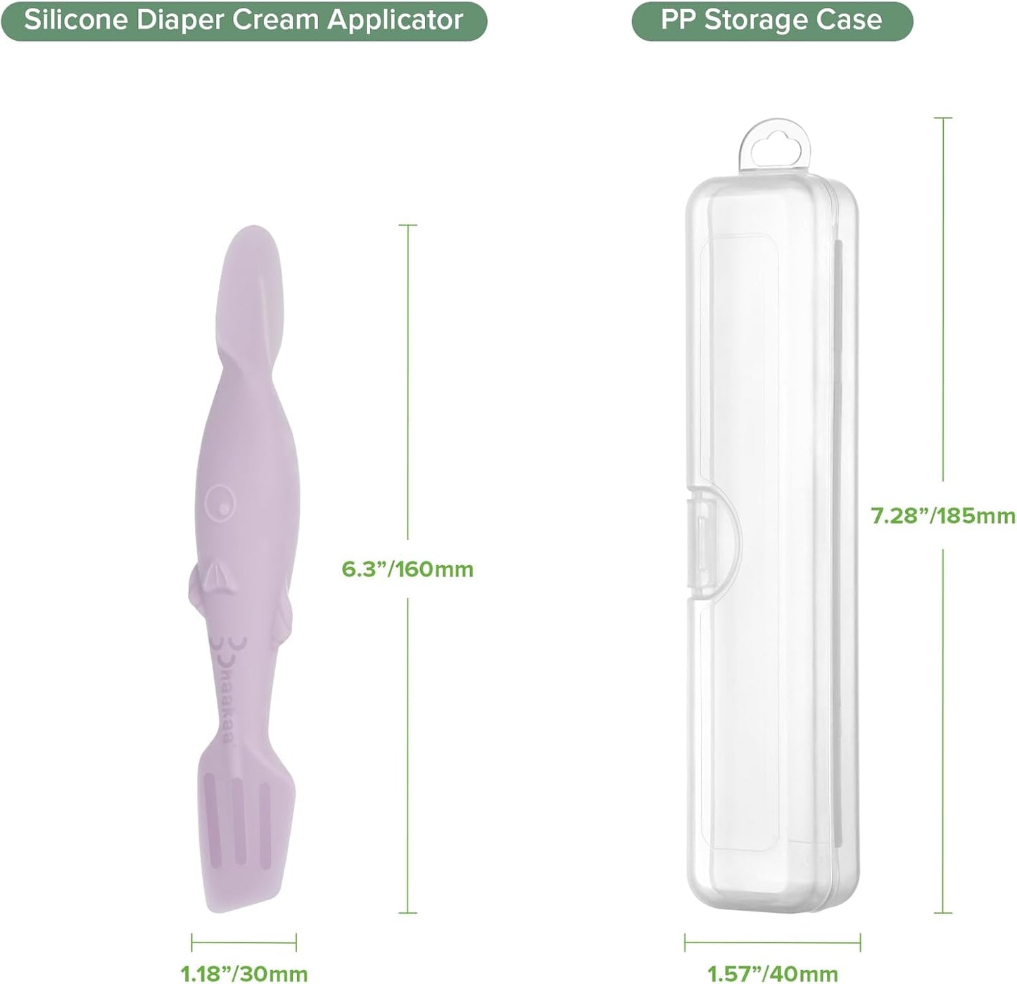 Baby Diaper Cream Spatula, Nomess Dual-Ended Silicone Diaper Rash Cream Applicator with Hygienic Case, Butt Spatula for Baby, Lavender