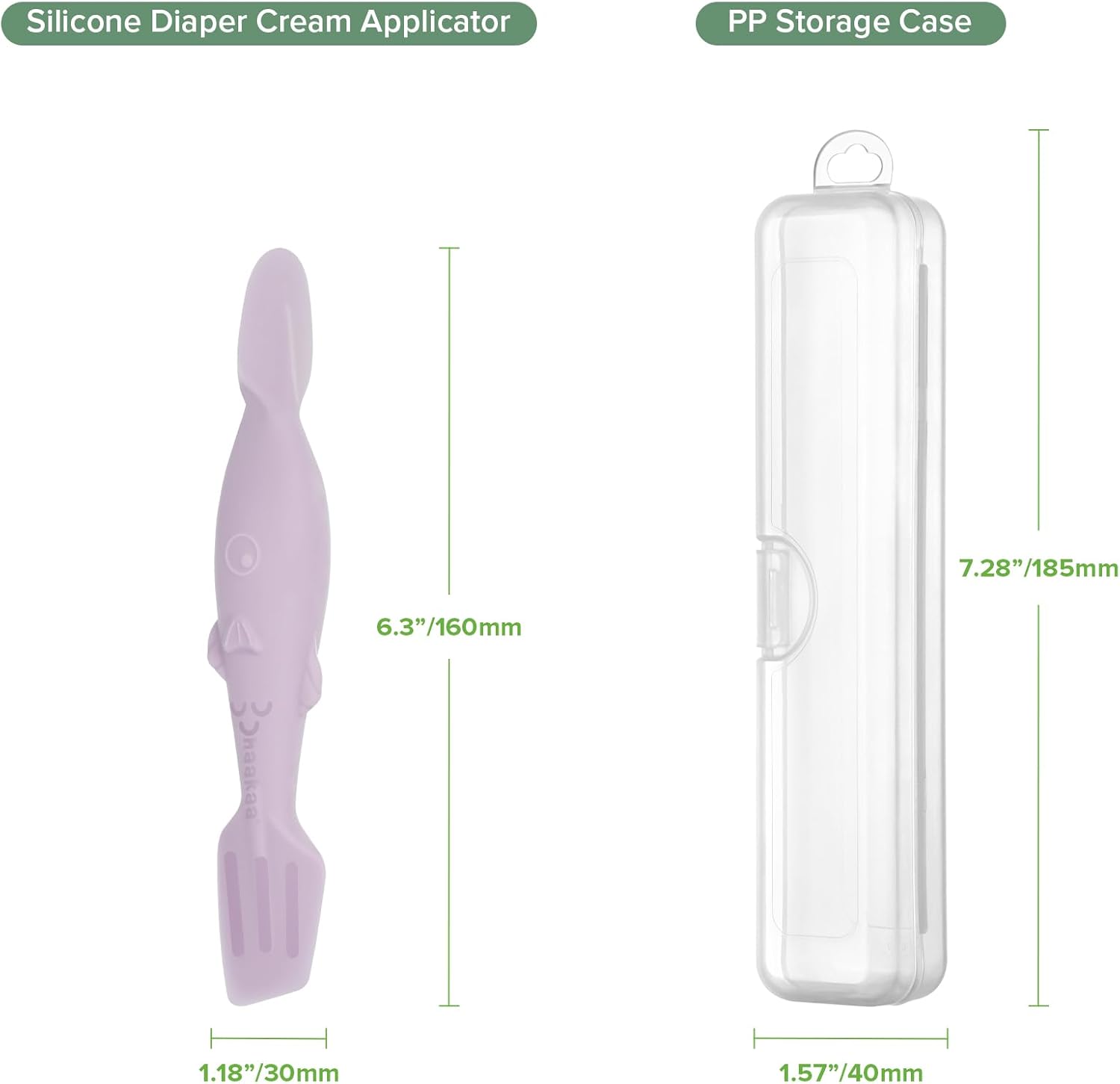 Baby Diaper Cream Spatula, Nomess Dual-Ended Silicone Diaper Rash Cream Applicator with Hygienic Case, Butt Spatula for Baby, Lavender