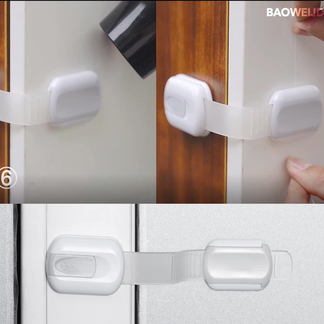 Child Proof Baby Safety Locks for Cabinet Locks Extra 3M Adhesive No Screws for Drawers Cupboard Doors (8Pack Child Safety Cabinet Locks)