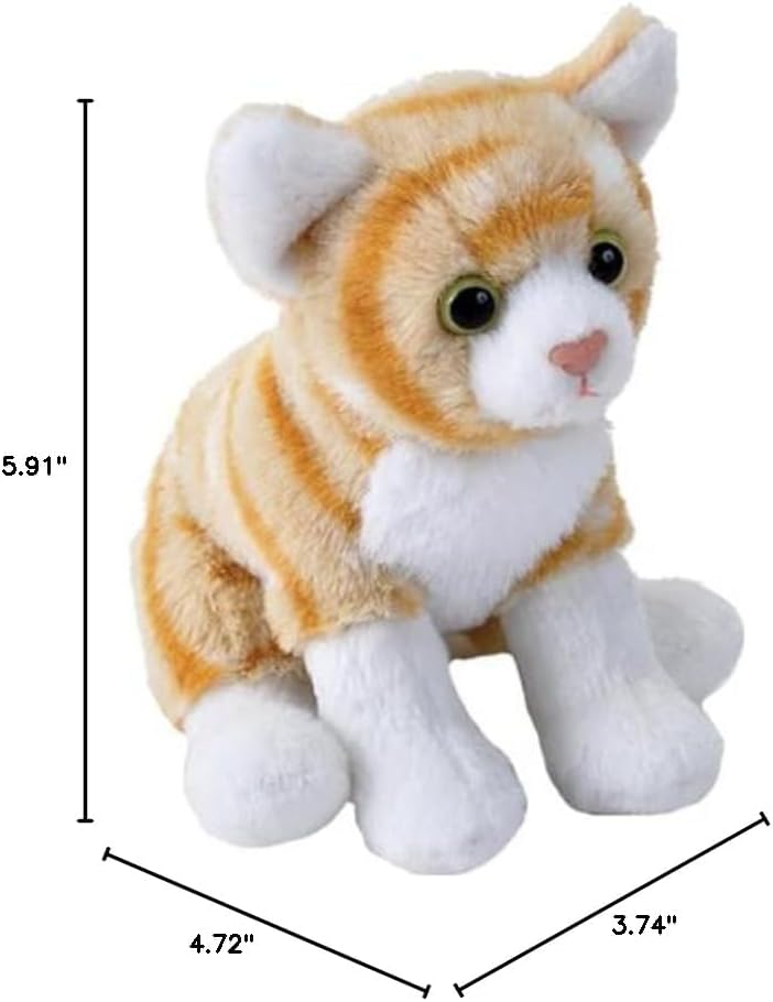 Pocketkins Eco Orange Tabby Cat, Stuffed Animal, 5 Inches, Plush Toy, Made from Recycled Materials, Eco Friendly