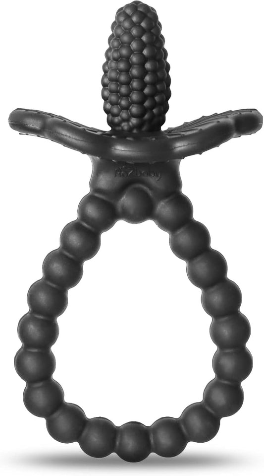 Silicone Baby Teether, Berrybumps Textured Silicone Soothes Babies’ Sore Gums, Infant Front and Back Teething Relief Toy, BPA Free, Easy-To-Hold, Razberry plus Fruit Shape