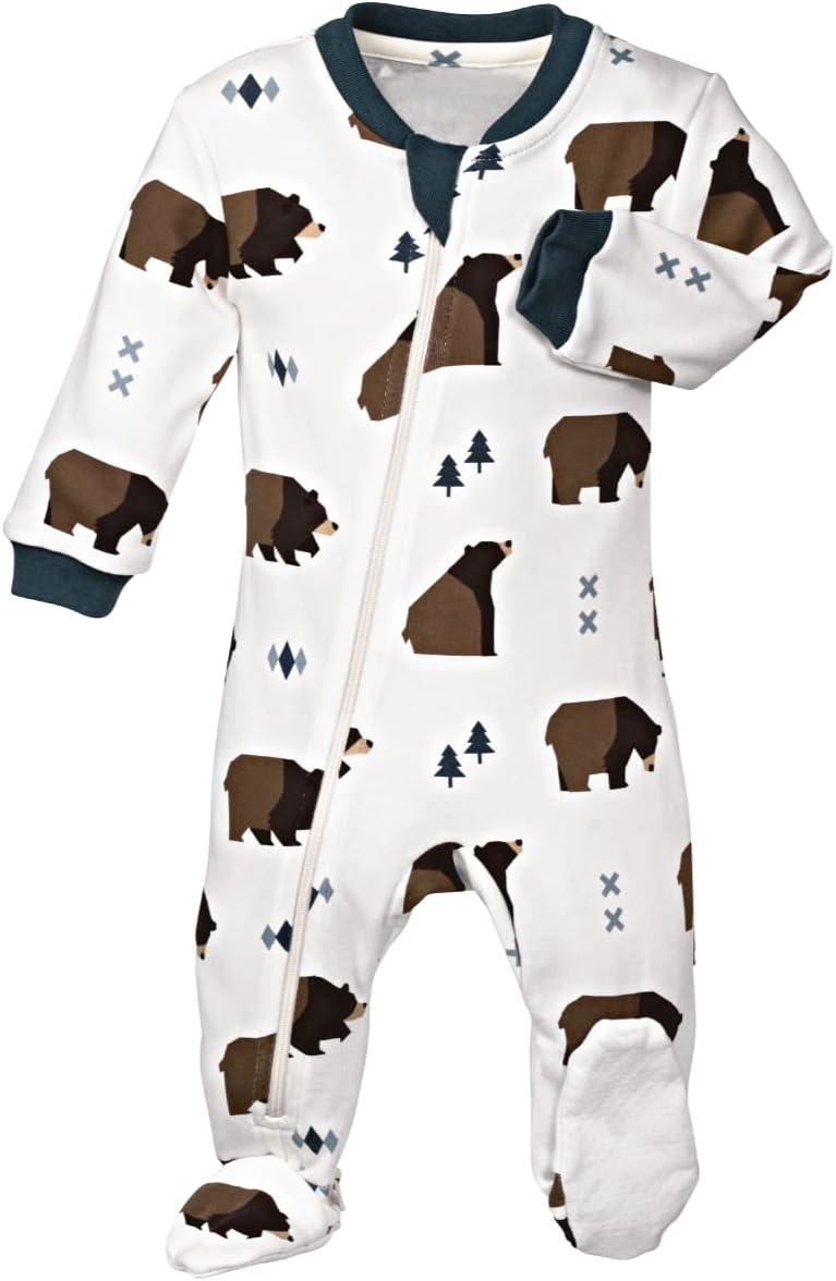Baby Sleepers, Organic GOTS Cotton, Footed Pajamas with Inseam Zipper