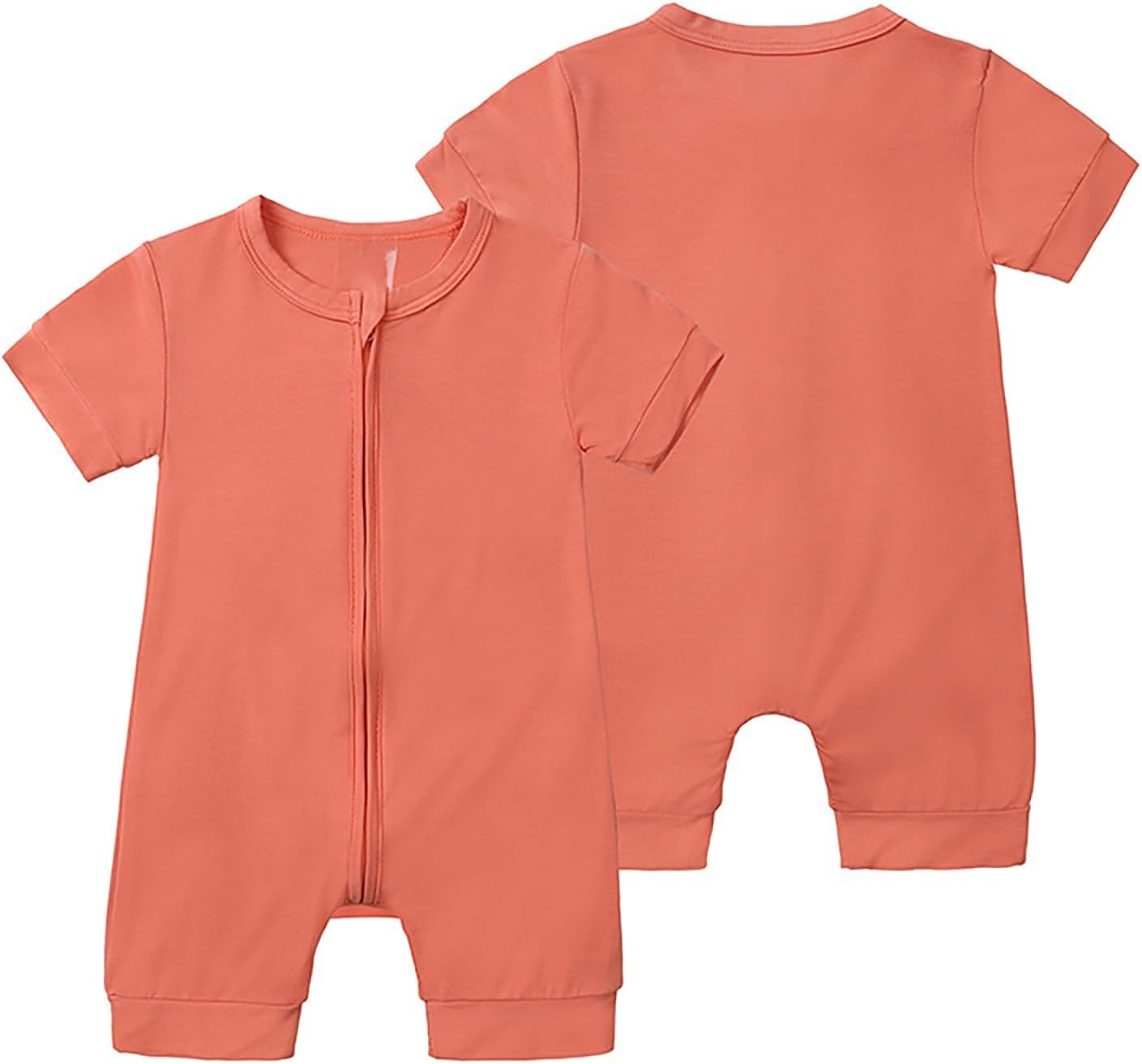 Newborn Summer Baby Boy Girl Rompers Infant Short Sleeves Zippered Bodysuit Jumpsuit Playsuit Outfit Clothes