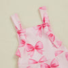 Toddler Girl Bell-Bottom Jumpsuit Bow/Watermelon/Strawberry Square Neck Knotted Flare Pants Overalls Baby Summer Clothes
