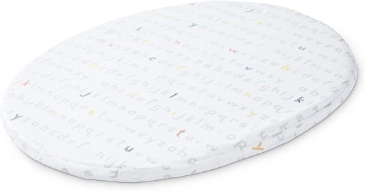 Sleepi Mini Fitted Sheet by Pehr, Rainbow Alphabet Lines - Soft, 100% Organic Fitted Sheets - Made for Oval Sleepi Mini Mattress - Safe Sleeping - Available in Playful Patterns