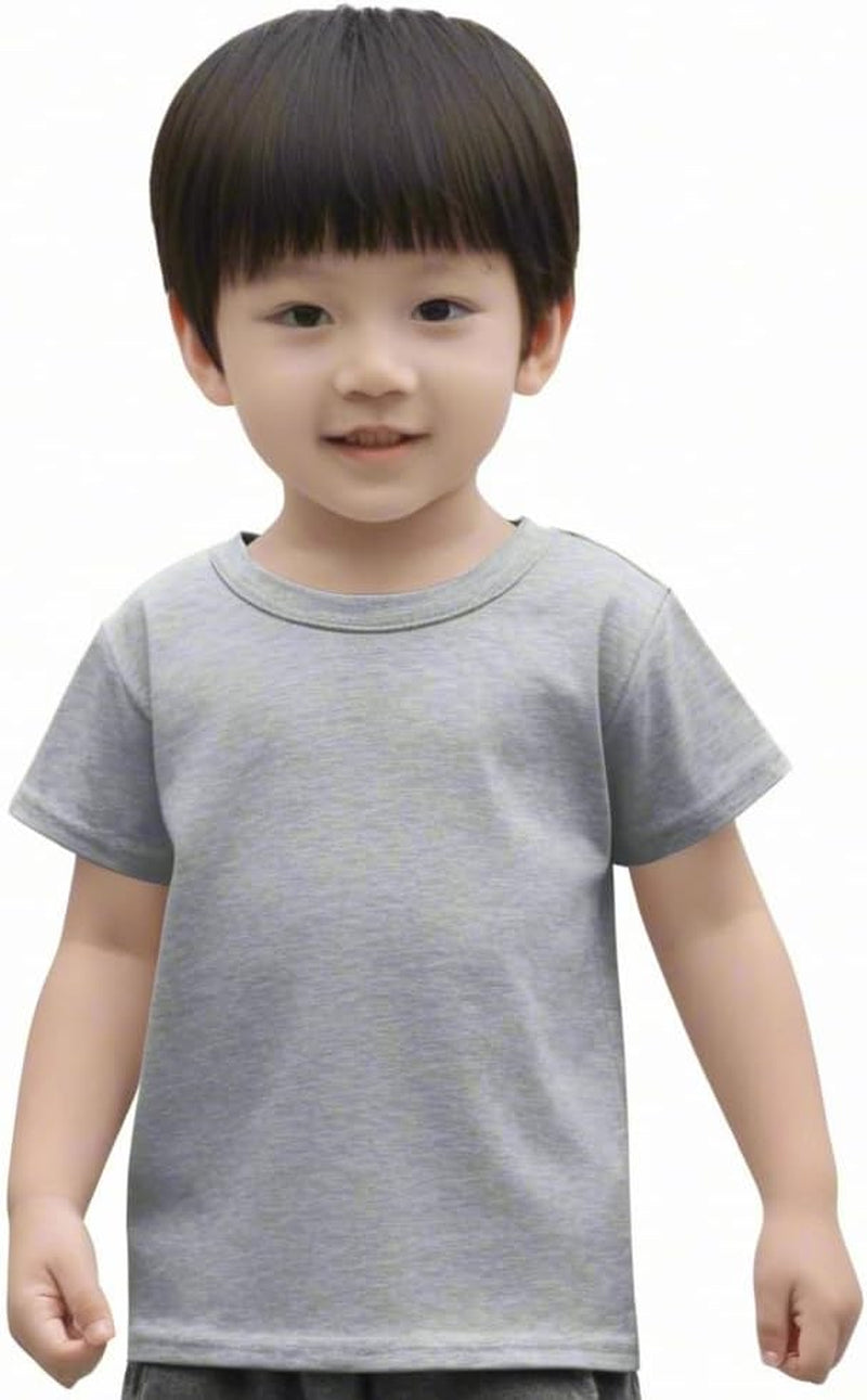 Toddler Boys Cotton T-Shirts,Baby Summer Short Sleeve Solid Crewneck Tees