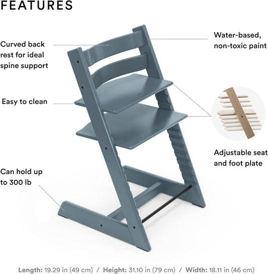Tripp Trapp Chair from , Fjord Blue - Adjustable, Convertible Chair for Toddlers, Children & Adults - Convenient, Comfortable & Ergonomic - Classic Design