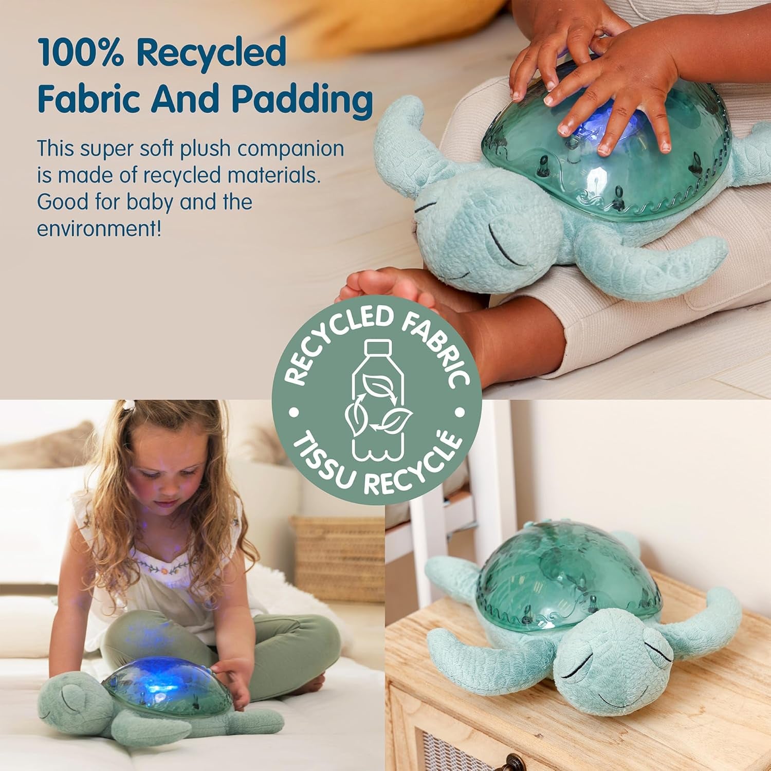 Ocean Projector Nightlight with 2 White Noises & 2 Soothing Sounds | Adjustable Settings | Cry Sensor | Tranquil Turtle - Green (Rechargeable)