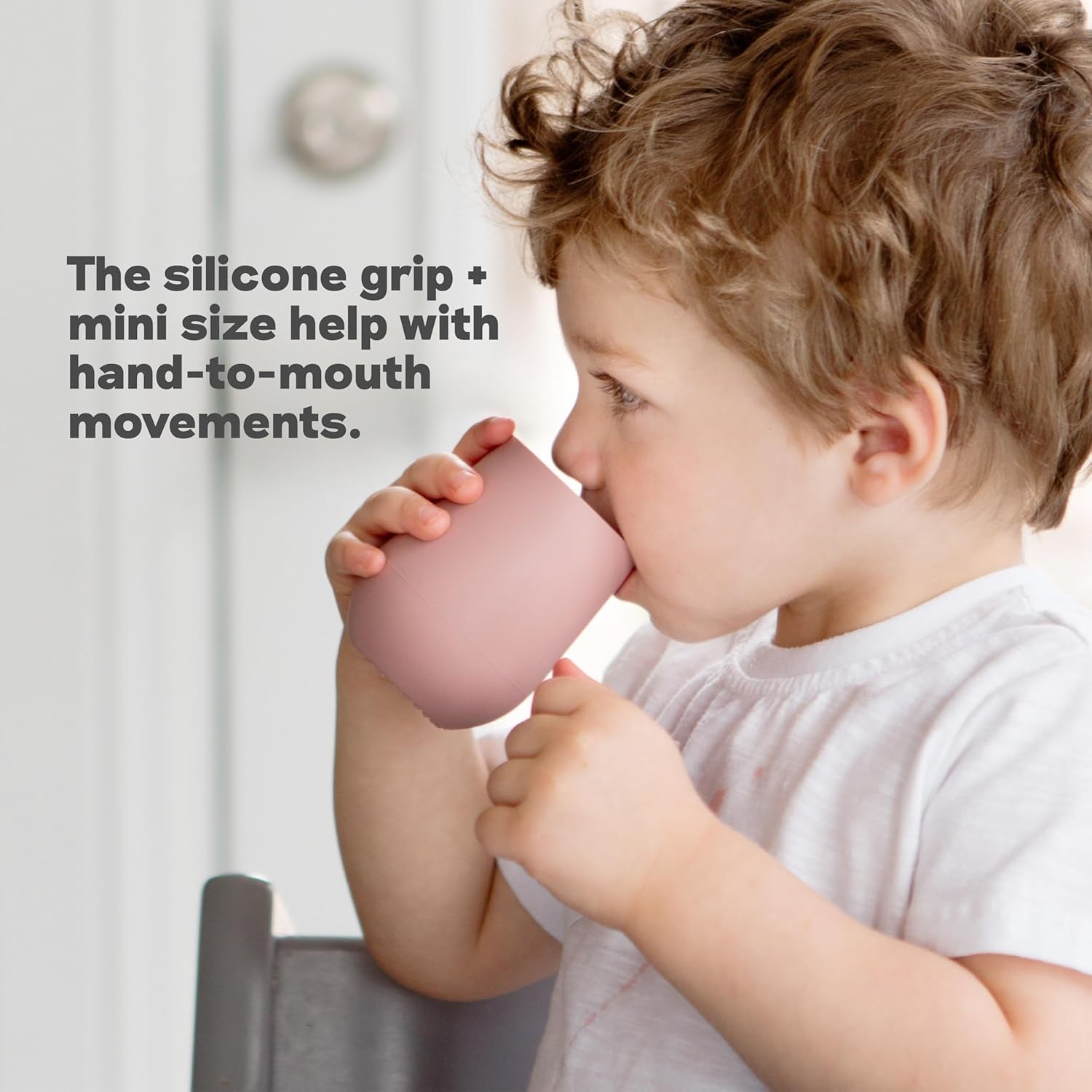 Mini Cup + Straw Training System (Sage) - 100% Silicone Training Cup for Infants + Toddlers - Designed by a Pediatric Feeding Specialist - 12 Months+