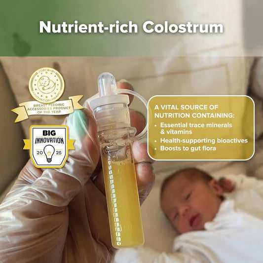 Colostrum Collector with Storage Case Set, Included 1 Pc Reusable Cotton Wipe and Storage Box (0.1Oz/4Ml, 6 Pcs)
