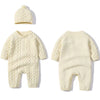 Autumn Newborn Girl Boy Knitted Jumpsuits Outfits Baby Rompers Caps Clothes Sets Winter Long Sleeve Toddler Infant Overalls 2Pcs