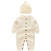 Autumn Newborn Girl Boy Knitted Jumpsuits Outfits Baby Rompers Caps Clothes Sets Winter Long Sleeve Toddler Infant Overalls 2Pcs