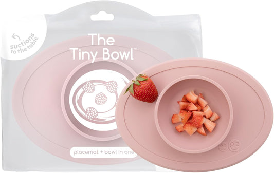 Tiny Bowl - 100% Silicone Suction Bowl with Built-In Placemat for First Foods + Baby Led Weaning - Fits on All Highchair Trays - 4 Months+ (Blush)