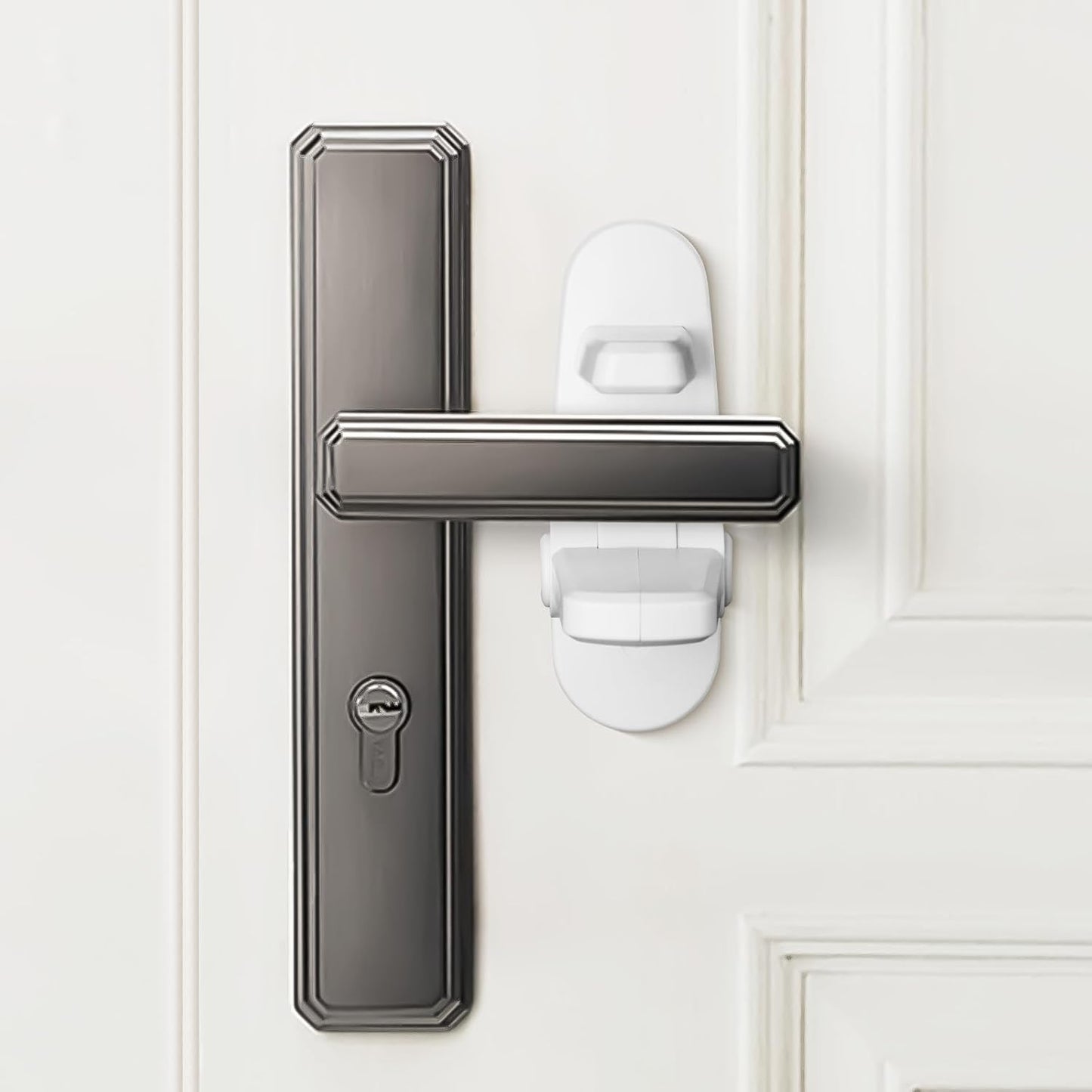 Improved Childproof Door Lever Lock(4 Pack) & Handles Premium Bonding Adhesive - Door Handle Child Proof