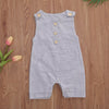 2020 Baby Summer Clothing Newborn Baby Boys Buttons Striped Romper Fashion Sleeveless Romper Cotton Linen Jumpsuit