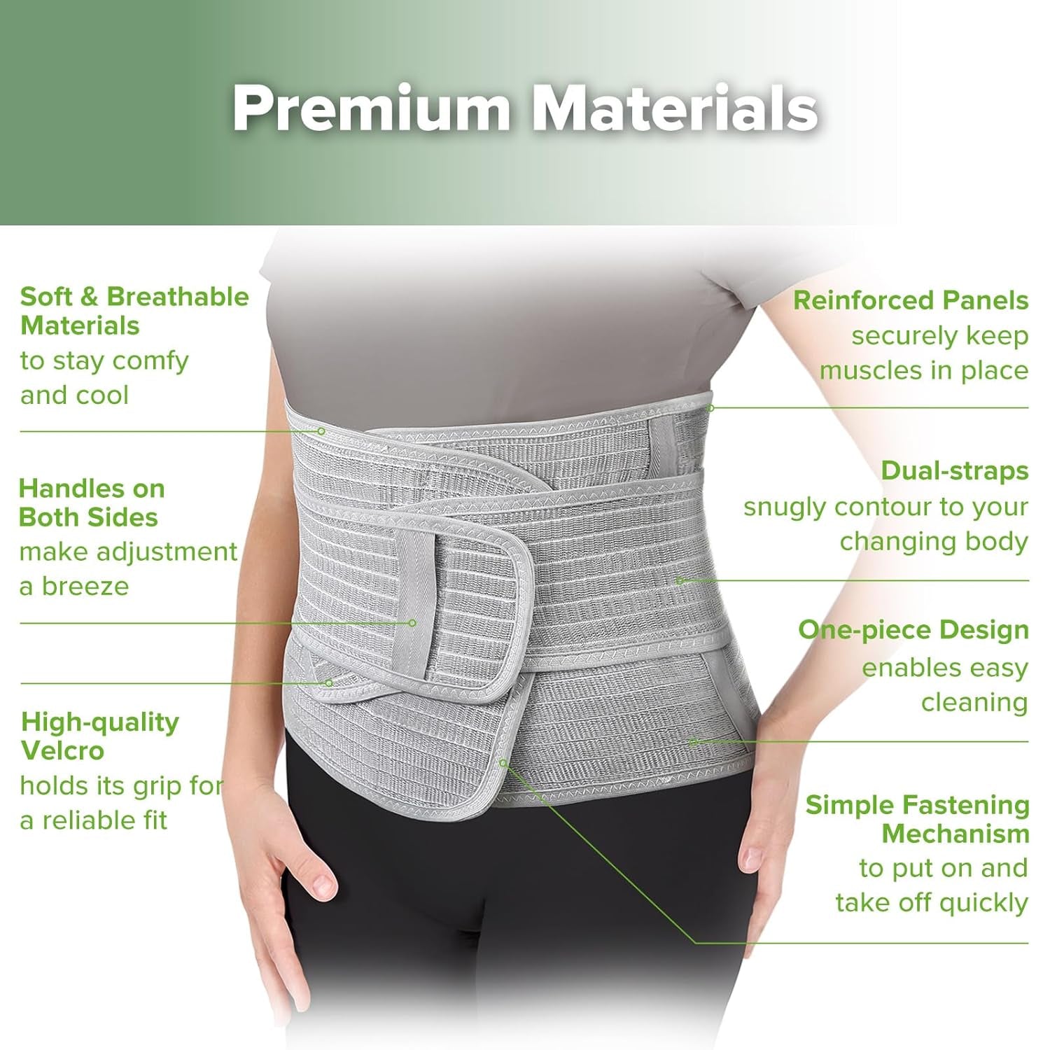 Postpartum Belly Band, Postpartum Belly Wrap Back Support, Natural Delivery & C Section Recovery Band Waist Shaper, M Grey