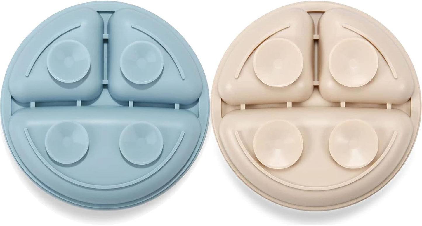 2 Pack Toddler Plates Silicone Suction Plates for Baby Kids| Divided Unbreakable Baby Feeding Plate, Non-Slip, Non-Toxic, BPA Free, Dishwasher and Microwave Safe