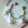 OOTDTY Crochet Elk Bunny Rattle Toys Wooden Baby Pram Clip Baby Gym Stroller Hanging Pendant Newborn Crib Mobile Rattle Toys