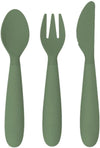 Happy Utensils (Olive) - 100% BPA Free Fork, Spoon & Knife for Toddlers + Preschoolers + Self-Feeding - Designed by a Pediatric Feeding Specialist - 24 Months+