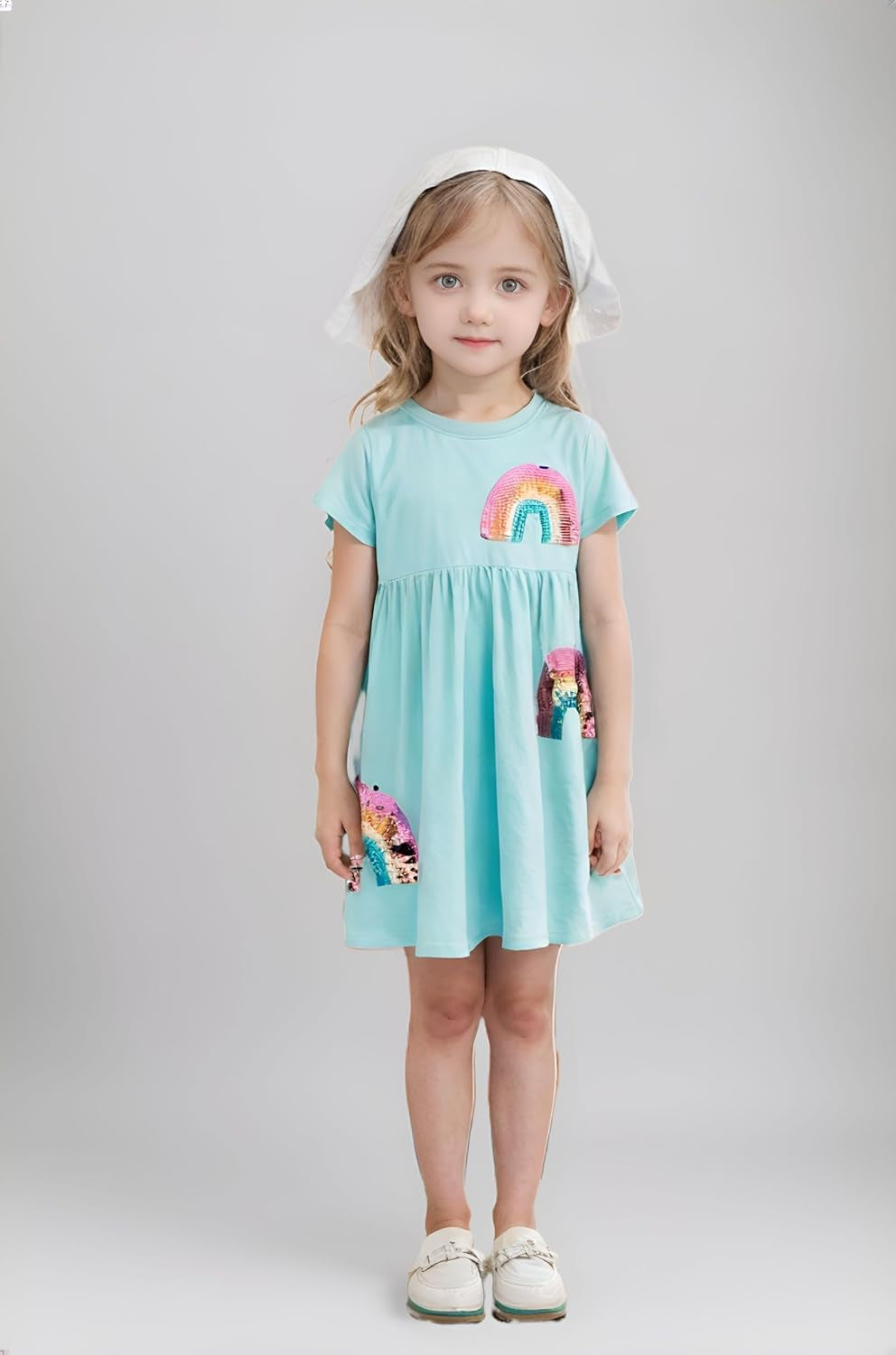 Toddler Summer Dress, Little Girls Short Sleeve Cotton Casual Dresses Clothes 2-8 Years