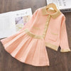 Kids Christmas Sweet Knitwear Suits Girls Baby Plaid Sweaters Coats Suspender Dress Outfits Princess Clothes Sets