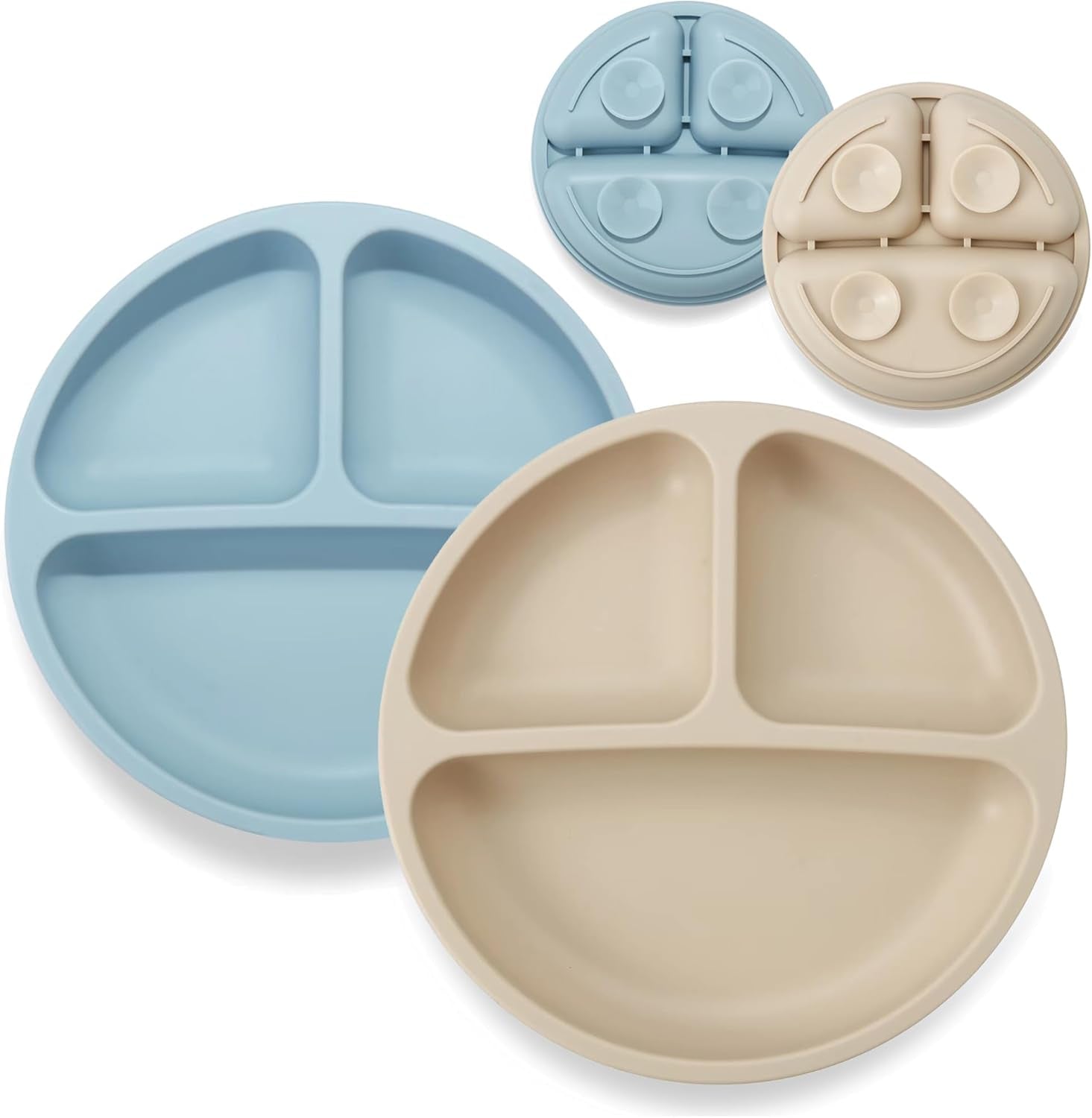 2 Pack Toddler Plates Silicone Suction Plates for Baby Kids| Divided Unbreakable Baby Feeding Plate, Non-Slip, Non-Toxic, BPA Free, Dishwasher and Microwave Safe