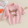 Children Baby Girls Knitted Sweater Autum Winter Casual Kid Clothes Cute Letter Floral Warm Long Sleeve Pullover Infant Knitwear