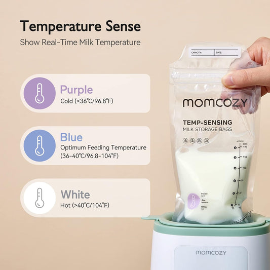 Breastmilk Storage Bags, Temp-Sensing Discoloration Milk Storing Bags for Breastfeeding, Disposable Milk Storage Bag with 6 Ounce Self Standing, No-Leak Milk Freezer Storage Pouches, 120PCS