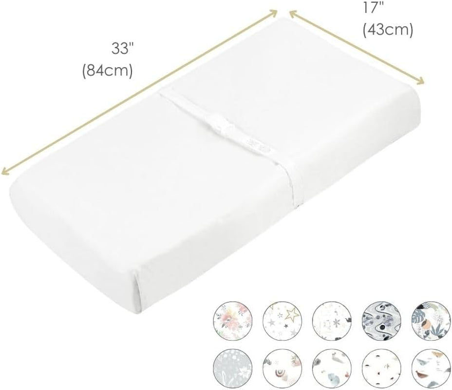 Baby 100% Breathable Cotton Percale Contoured Changing Pad Cover with Slits for Safety Straps, Made in Canada, 17" X 33" Multi Forest