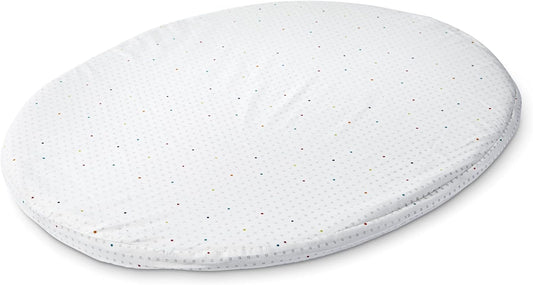 Sleepi Mini Fitted Sheet by Pehr, Rainbow Dot - Soft, 100% Organic Fitted Sheets - Made for Oval Sleepi Mini Mattress - Safe Sleeping - Available in Playful Patterns
