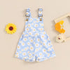 Floral Print Children Girls Overall Casual Summer Daisy Print Sleeveless Kids Shorts Romper Jumpsuit for Newborn Toddler Clothes