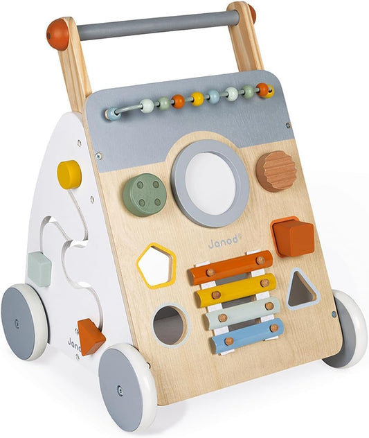 - Sweet Cocoon Multi-Activity Baby Walker - Wooden Trolley - Multiple Sorting Shapes - for Babies and Toddlers - from 12 Months - Multilingual - J04410.