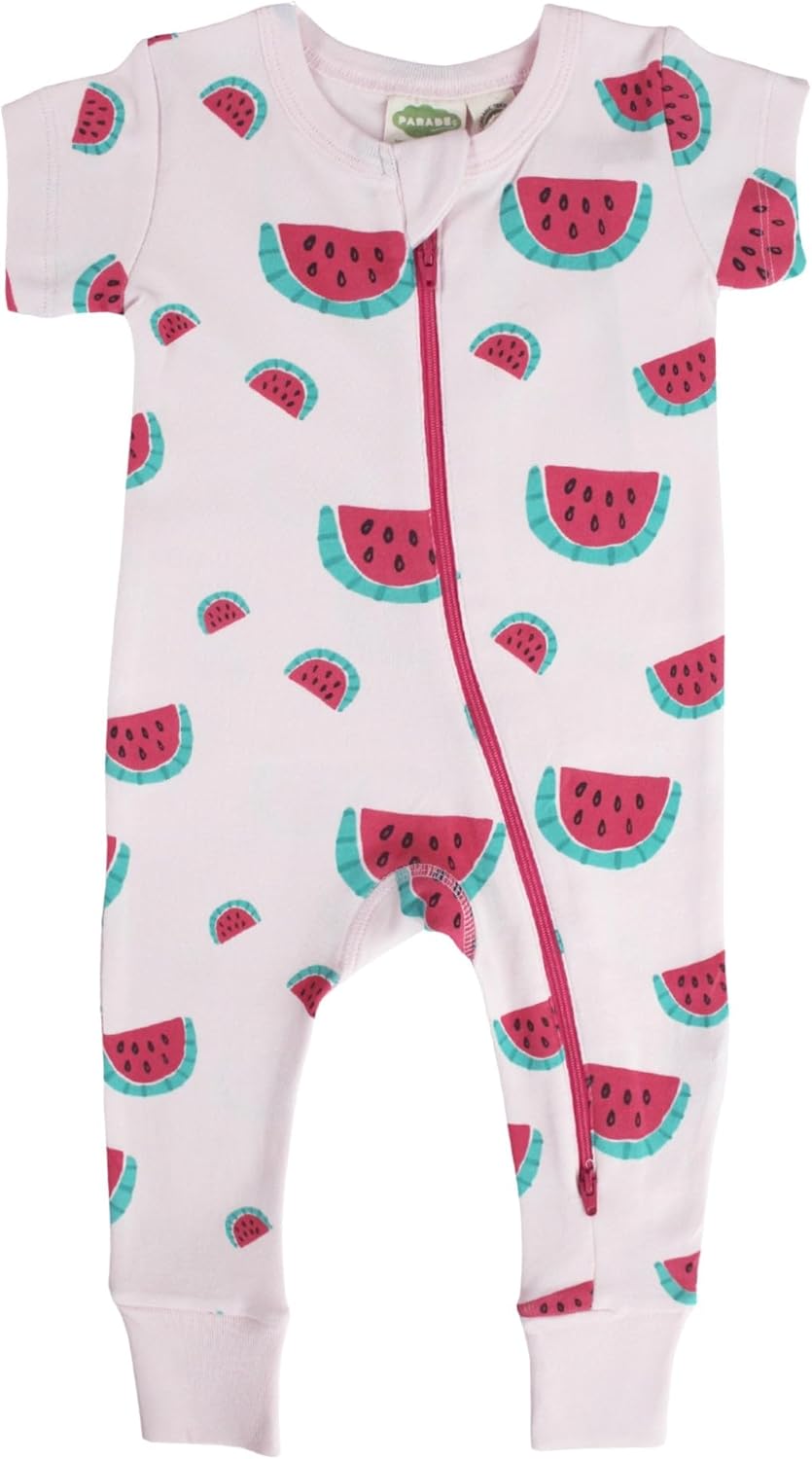 Organic Signature Print '2-Way' Zip Romper Short Sleeve