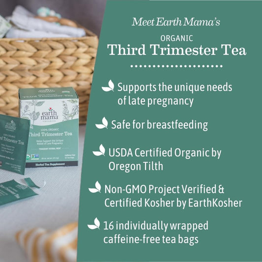 Organic Third Trimester Tea for Pregnancy Comfort and Childbirth Preparation, 16-Count