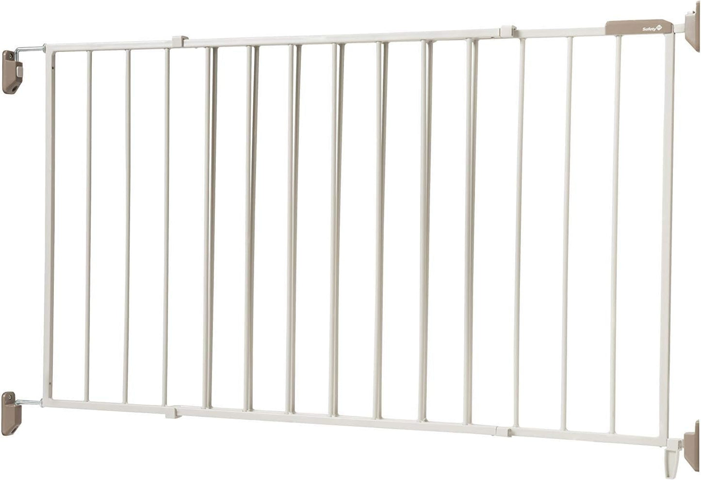 Wide and Sturdy Gate Fits 40-60" Wide, and 26.5" Tall, Hardware Mounted Metal Swing Gate, Perfect for Babies and Pets, White