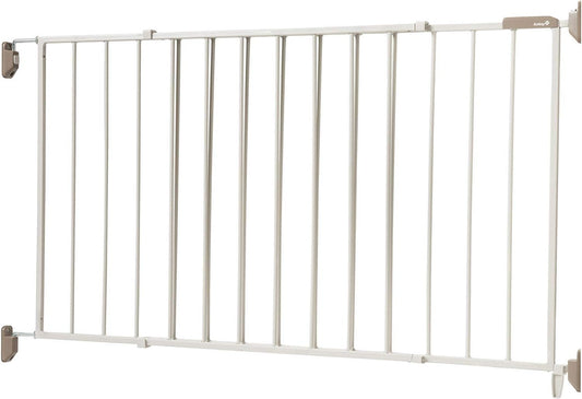 Wide and Sturdy Gate Fits 40-60" Wide, and 26.5" Tall, Hardware Mounted Metal Swing Gate, Perfect for Babies and Pets, White