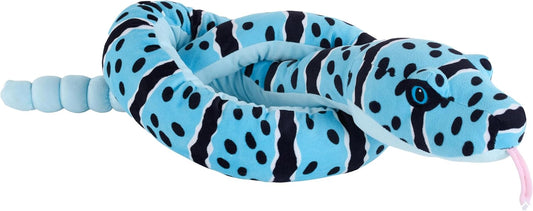 Snakes Eco Blue Rock Rattle, Stuffed Animal, 54 Inches, Plush Toy, Fill Is Spun Recycled Water Bottles, Eco Friendly