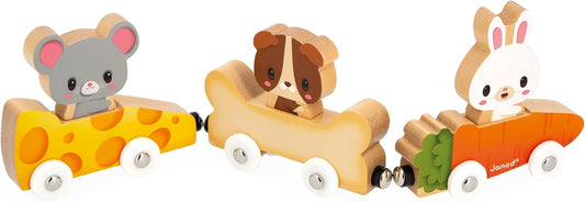 - Magnetic Pets - Includes 3 Wooden Animals and 3 Cars - Connets to Make a Small Train - Educational Early-Learning - for Children from 18 Months Old and up - Multilingual - J03315