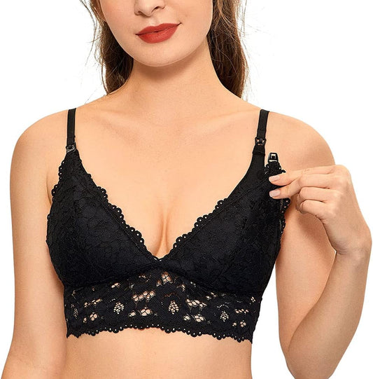 Women'S Nursing Bra Lace Wirefree Padded Maternity Bralette Breastfeeding Cute