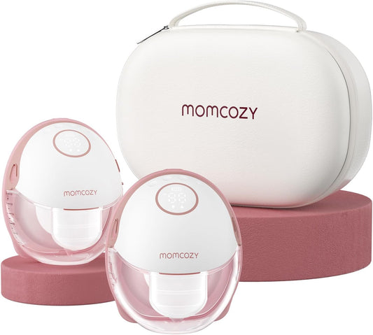 Breast Pump Hands Free Mobile Style | M6, Wearable Breastfeeding Pump Ideal Rhythm for More Milk, Doublefit Flange More Fit & Discreet with 3 Modes & 9 Levels, 24Mm (Cozy Red, 2 Count)