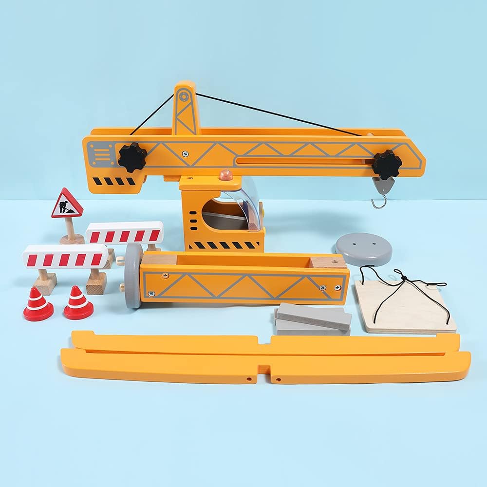 Crane Lift Kid'S Wooden Construction Toys Set
