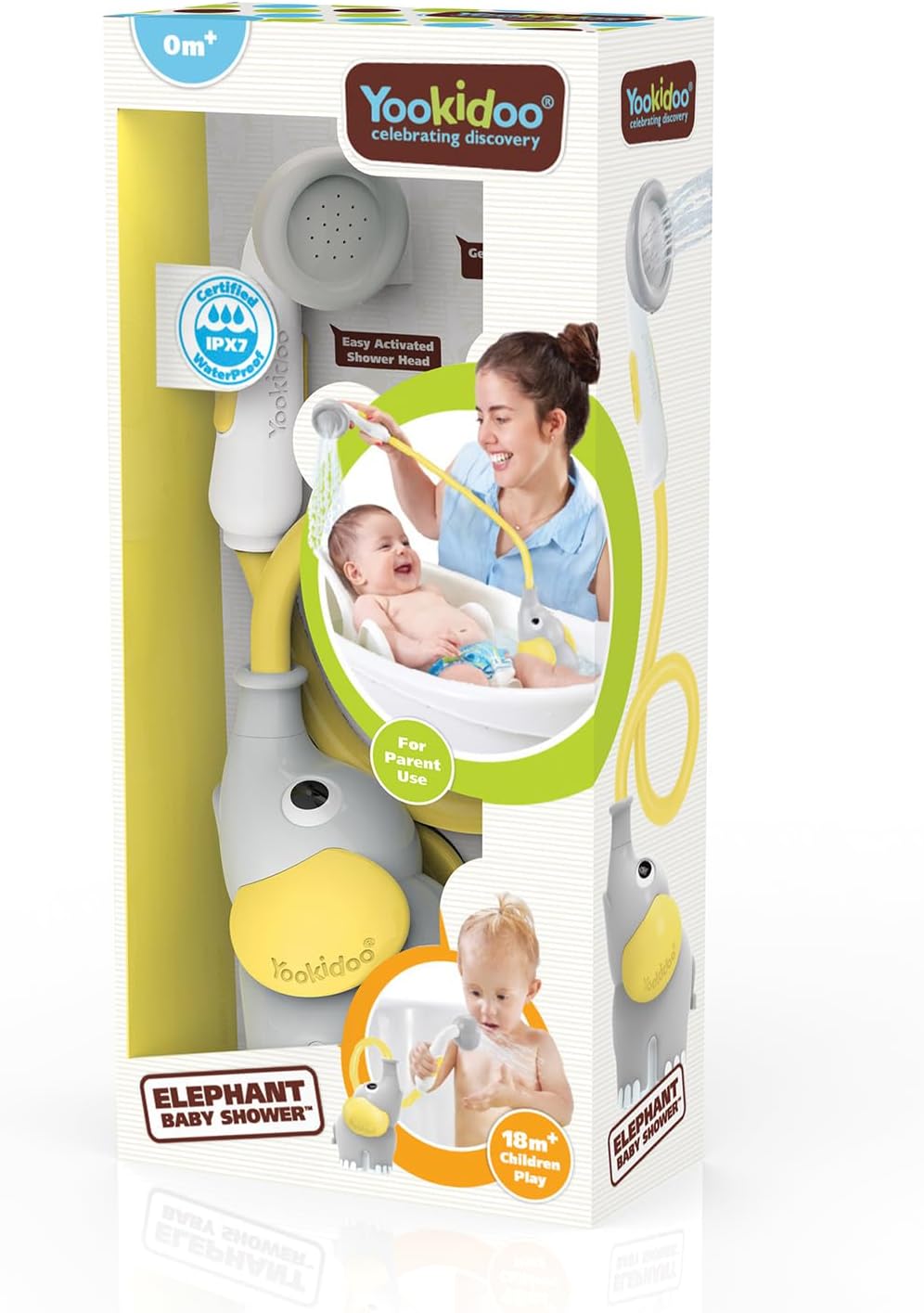 - Elephant Baby Bath Shower Head - Yellow - Suitable for Newborns, Infants, and Toddlers - Can Be Used as a Bath Toy - Compact and Portable - from Birth - 40214
