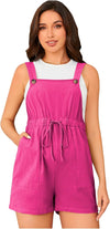 Women'S Maternity Button Sleeveless Drawstring High Waist Short Overall Casual Romper with Pocket