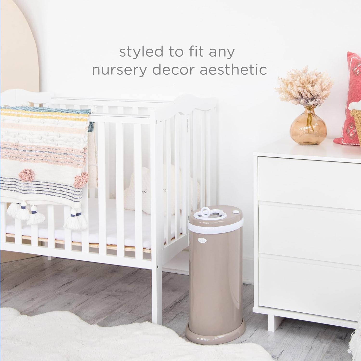 Steel Odor Locking, No Special Bag Required Money Saving, Awards-Winning, Modern Design Registry Must-Have Diaper Pail, Taupe
