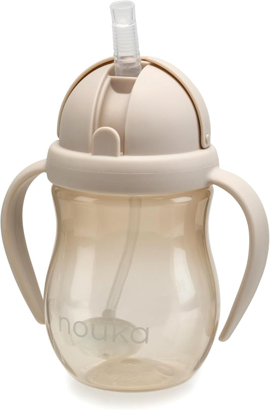 Nouka Weighted Straw Cup with Click Top Lid | Leak Proof and Easy Grip | Soft Sand