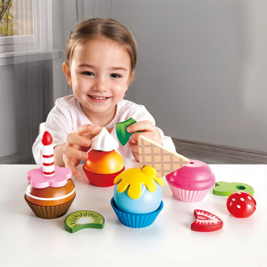 Cupcakes | Colorful Wooden Cupcakes, Children’S Pretend Play Food Kitchen Toy