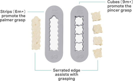 Baby Led Weaning Food Cutters | 2 Pack | for Ages 6 Months to 9 Months + (Pewter)
