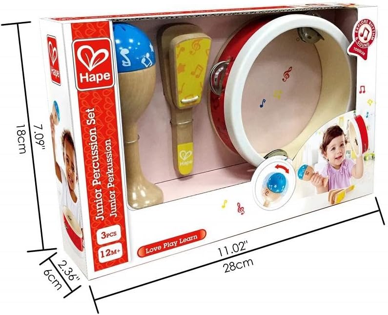 Junior Percussion Set | 3 Piece Wooden Percussion Instrument Set for Toddlers, E0615